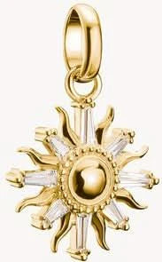 Colgante Charm Thomas Sabo Sol, dorado, con gemas blancas y asa
