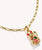 Colgante de charm con gato de la suerte en cadena, esmalte frío rojo y verde, chapado en oro