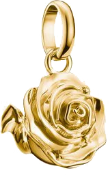 Colgante de charm de flor de rosa chapado en oro con ojal, relieve brillante