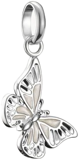 Colgante charm de mariposa plateada con ojal, alas finamente elaboradas