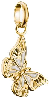 Colgante de charm de mariposa en tono dorado con esmalte rosa claro