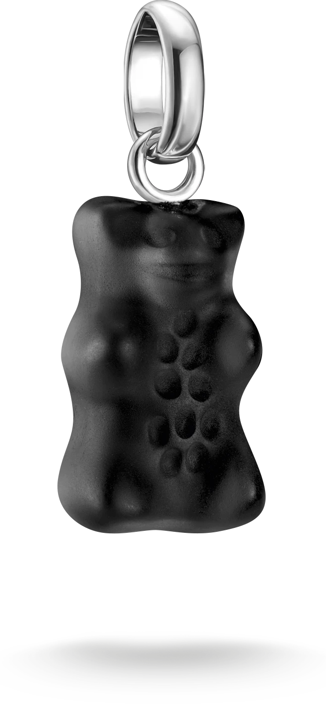 Colgante Charm Thomas Sabo: oso de cristal negro, ojal plateado