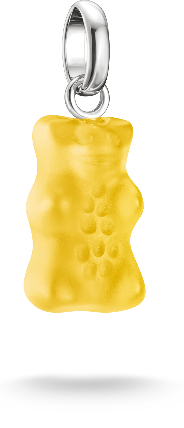 Colgante Charm Thomas Sabo, oso dorado de cristal amarillo con ojal de plata