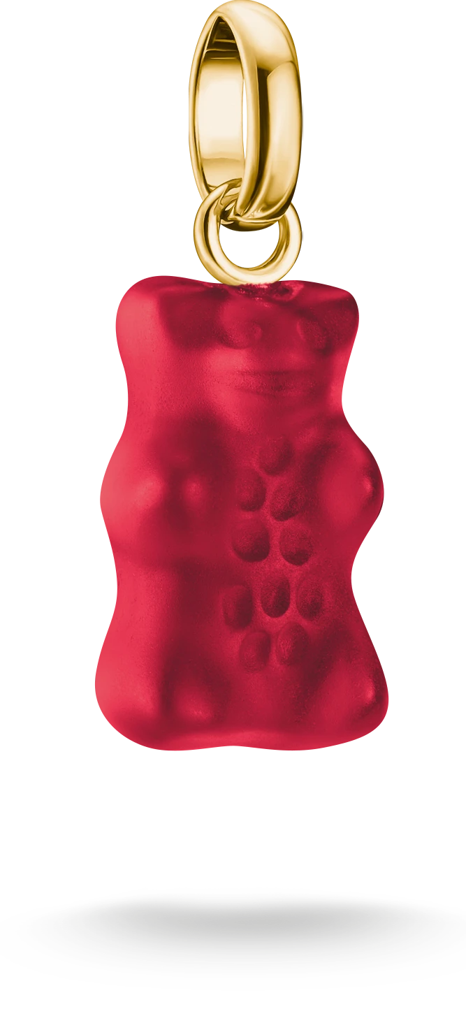 Colgante Thomas Sabo chapado en oro con motivo de oso rojo, con ojal de color dorado