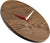 Reloj de pared redondo de madera, superficie de madera con borde y manecillas negras rojo/blanco, huamet