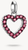 Charm de corazón plateado con gemas moradas, colgante en forma de corazón