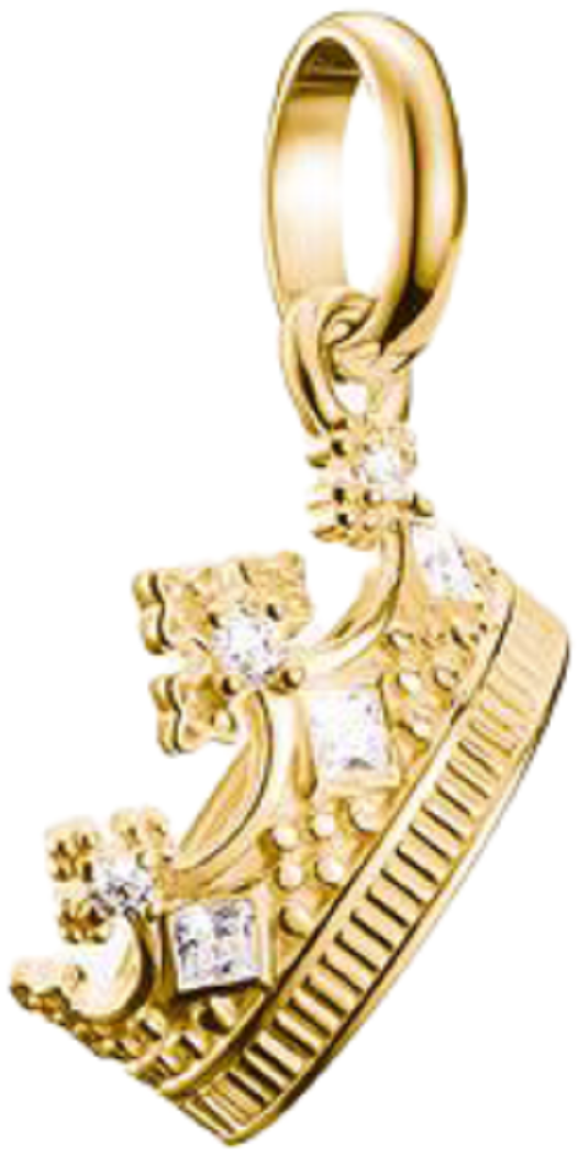 Charm colgante chapado en oro con corona y piedras preciosas blancas, Thomas Sabo