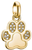 Charm de pata chapado en oro con gemas blancas y asa