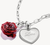 Colgante de charm plateado con flor de rosa roja y corazón con "Love"