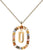 Collar con colgante de letra U: colgante dorado con gemas de colores