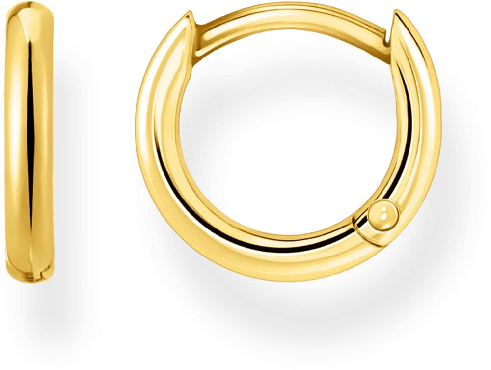 Aros dorados de oro amarillo, aros redondos con cierre de bola, par