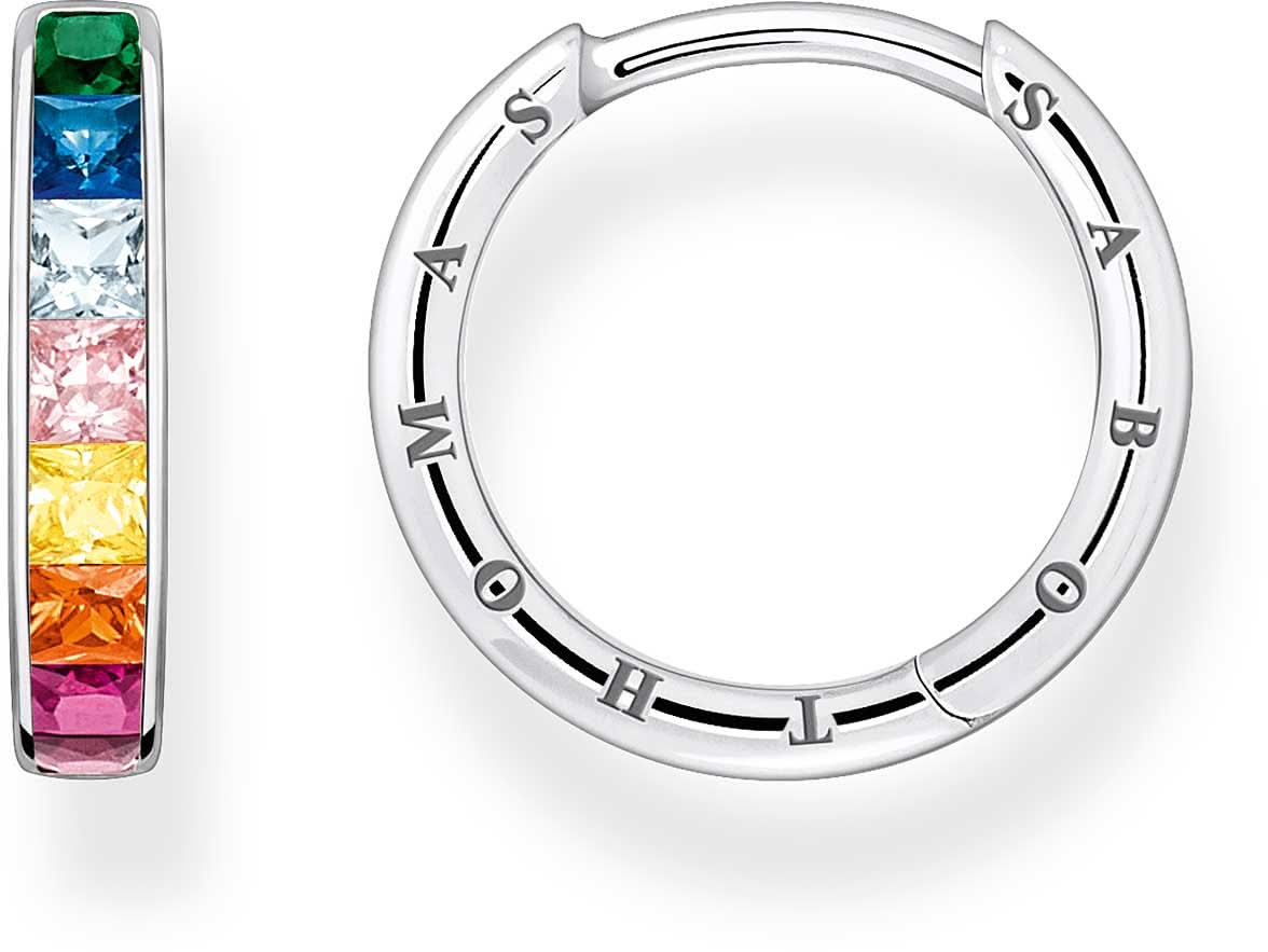 Aros de plata de ley 925 con piedras de colores, forma de aro cuadrada