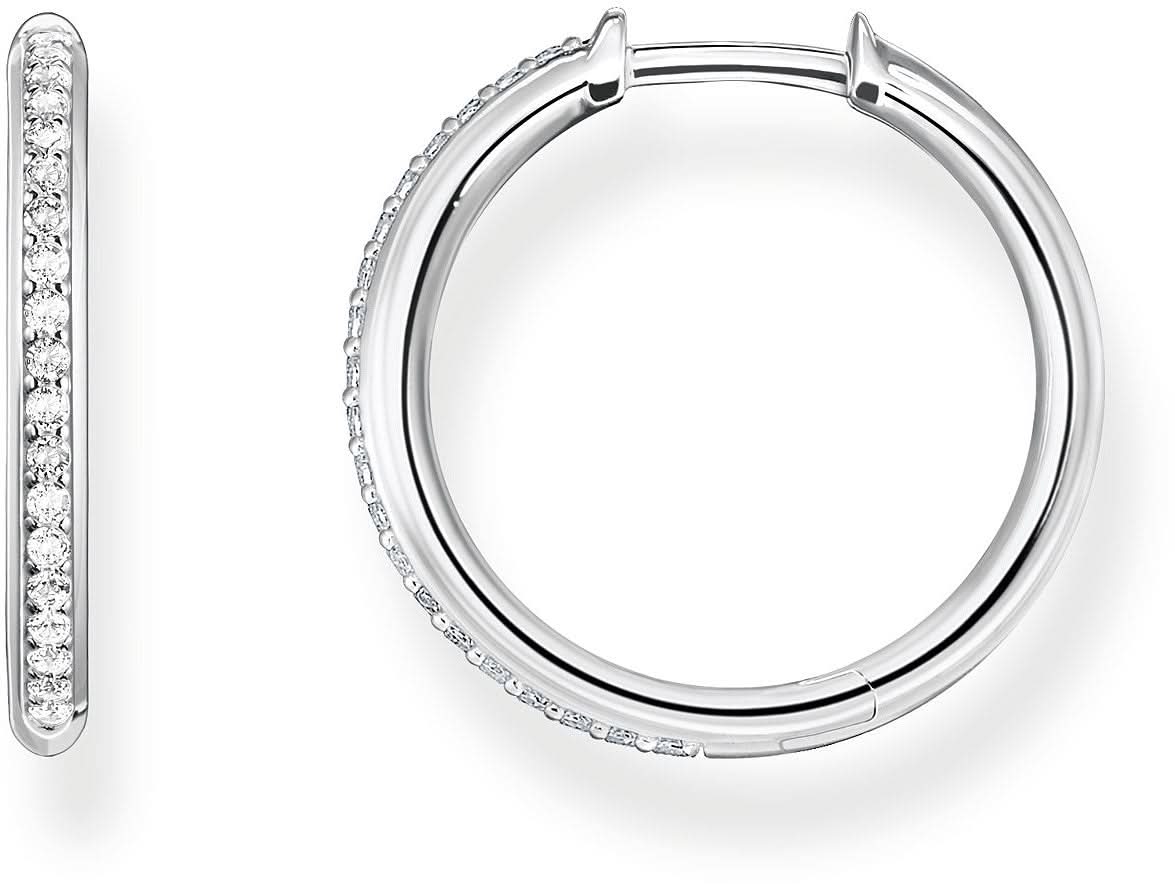Pulsera de plata de ley 925 con piedras blancas, cierre de bisagra redondo
