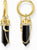 Pendientes de aro dorados con colgante de lágrima de ónix negro, con cadena