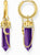 Pendientes de aro dorados con colgante de amatista morada y cadena, juego de pendientes colgantes