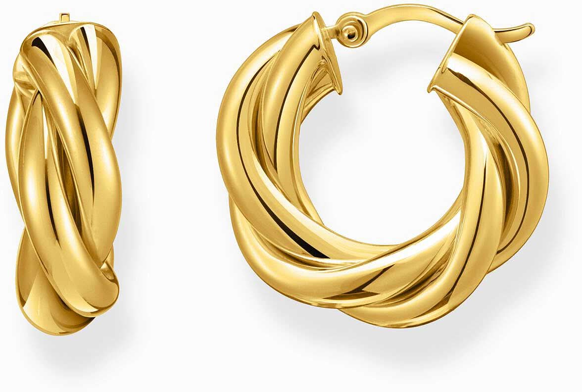 Aros dorados con superficie entrelazada, semicirculares, brillantes