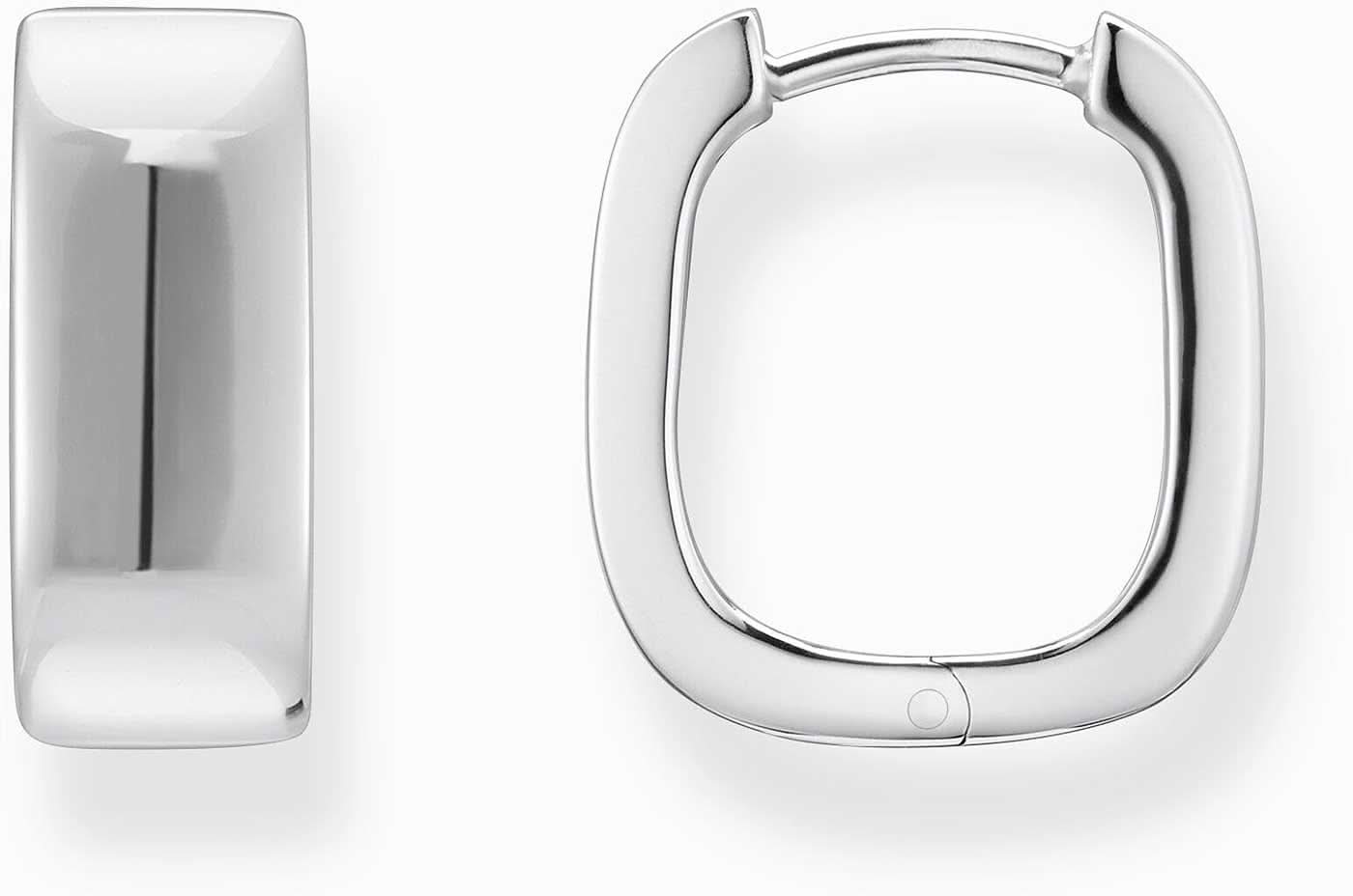 Aros plateados con forma cuadrada, diseño minimalista de aro