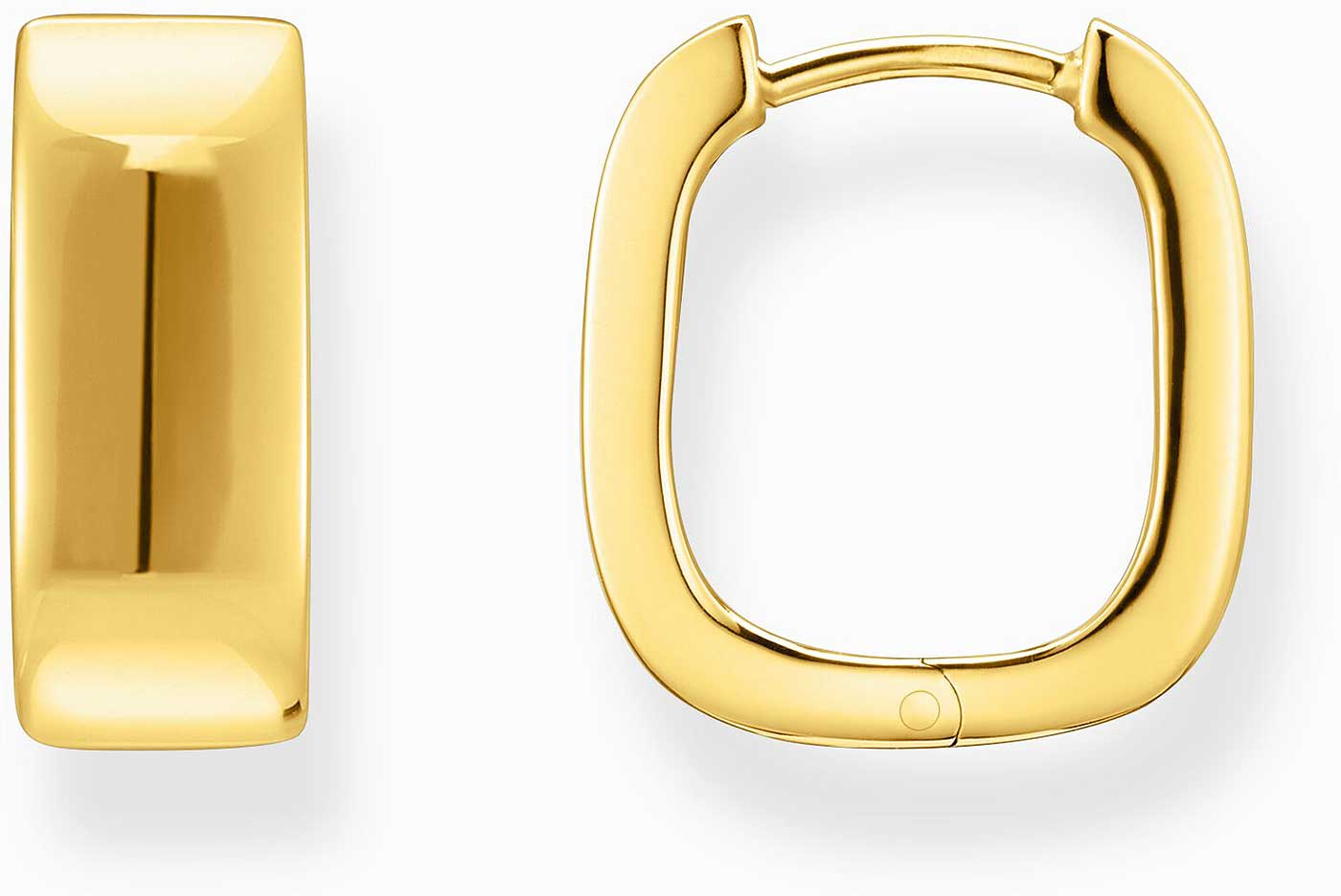 Aros dorados de forma cuadrada, superficie lisa, minimalistas
