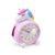 Kinderwecker Einhorn rosa mit blauem Horn, analogem Ziffernblatt