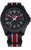 Reloj Traser P96 para hombre con esfera negra y manecillas rojas, correa con rayas rojas