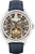 Reloj de hombre con esfera esqueletizada y correa de cuero azul