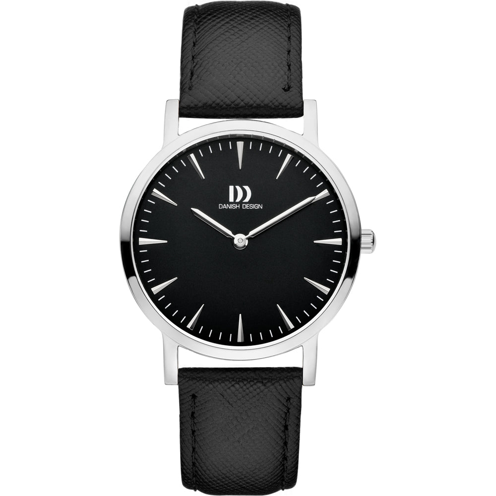 Danish Design Tidløs IV13Q1235 Damen Armbanduhr Schwarz • Ultraflaches Design • Lederband