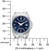 "Reloj de mujer con esfera azul, caja de acero inoxidable plateado, escala en milímetros"