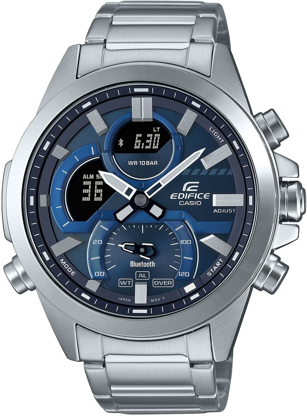 Reloj Casio EDIFICE para hombre con esfera azul y pulsera de acero inoxidable plateado