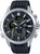 Reloj de hombre con correa de caucho negro y caja plateada, esfera negra