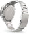 Pulsera de hombre vista desde atrás: caja de acero inoxidable plateado con parte trasera grabada