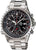 Reloj cronógrafo para hombre con correa de acero inoxidable y esfera negra, detalles en rojo