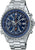 Reloj de pulsera para hombre, cronógrafo con esfera azul y correa de acero inoxidable.