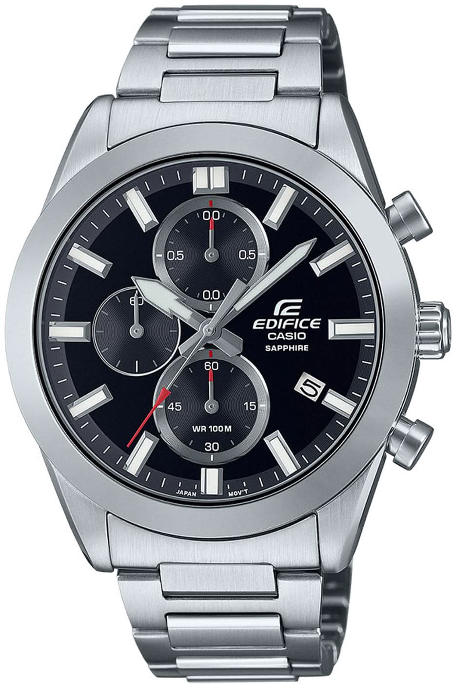 Reloj cronógrafo Casio Edifice para hombre con correa de acero inoxidable y esfera oscura, cristal de zafiro