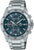 Reloj de acero inoxidable para hombre con esfera azul, cronógrafo, correa de metal