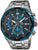 Reloj de hombre con correa de acero inoxidable, esfera negra y cronógrafo azul