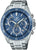 Reloj cronógrafo para hombre con esfera azul y correa de acero inoxidable, caja redonda