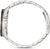 Vista de perfil de un reloj de pulsera para hombre con caja y eslabones de acero inoxidable