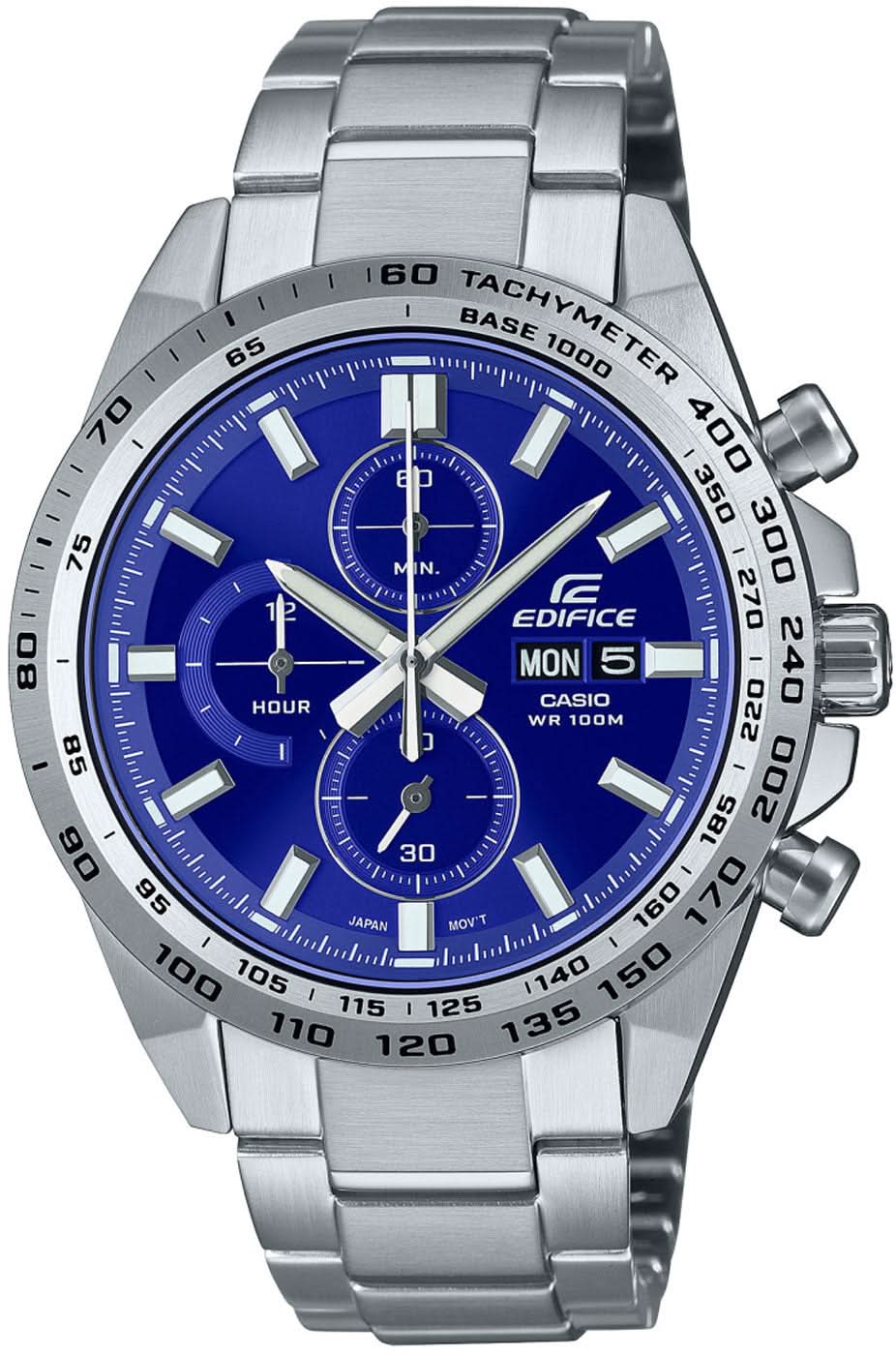 Reloj deportivo para hombre con cronógrafo, esfera azul y contadores de cronógrafo