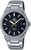 Reloj de hombre con correa de acero inoxidable, esfera oscura y ventana de fecha a las 5 en punto