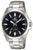 Reloj Casio Edifice para hombre con correa de acero inoxidable plateado y esfera oscura, WR100M