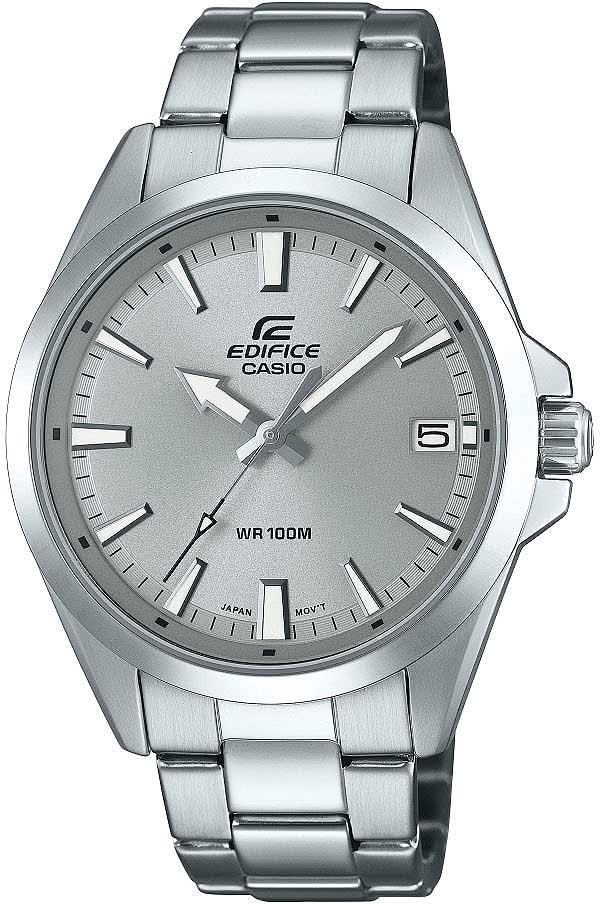 Reloj Casio Edifice para hombre de acero inoxidable, brazalete de eslabones plateado, esfera gris, fecha