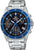 Reloj para hombre con correa de acero inoxidable, bisel azul y esfera negra