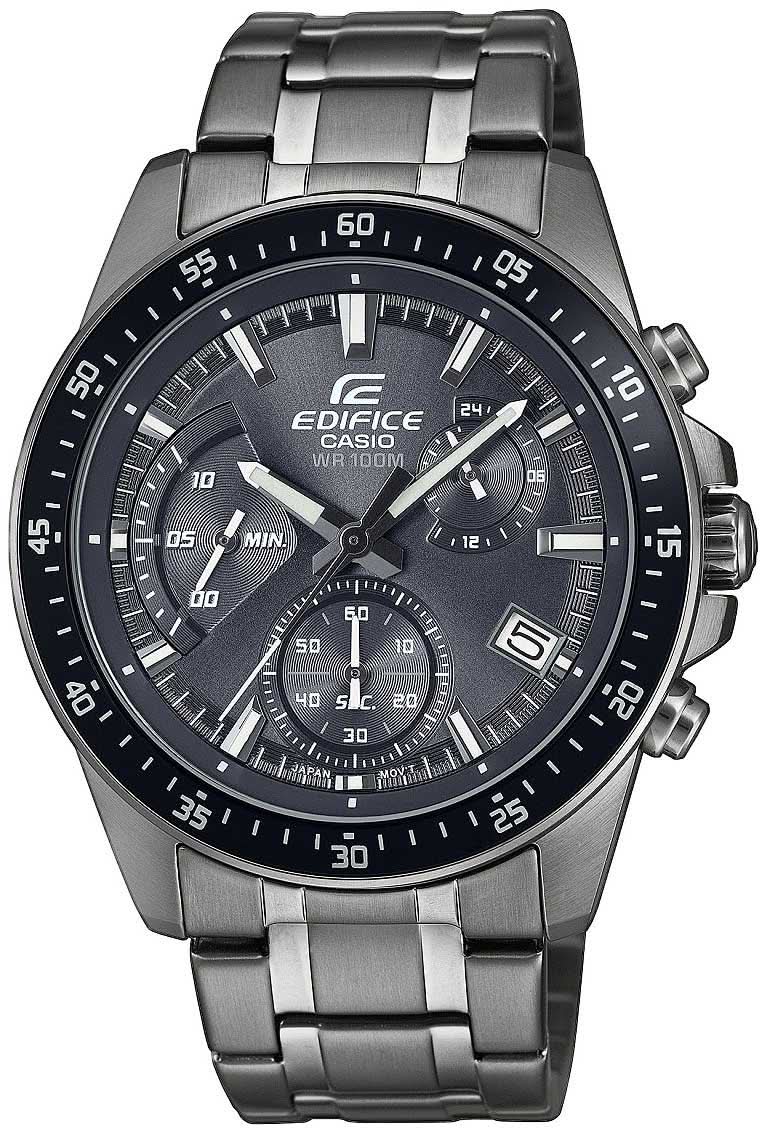 Casio Edifice Reloj de hombre cronógrafo con esfera negra y correa de metal.