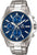 Casio Edifice Reloj para hombre con esfera azul, cronógrafo, correa de acero inoxidable