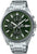 Reloj cronógrafo para hombre con esfera verde, correa de acero inoxidable y tres subesferas
