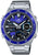 Pulsera de acero inoxidable para hombre, esfera azul e indicador de fecha, índices luminosos