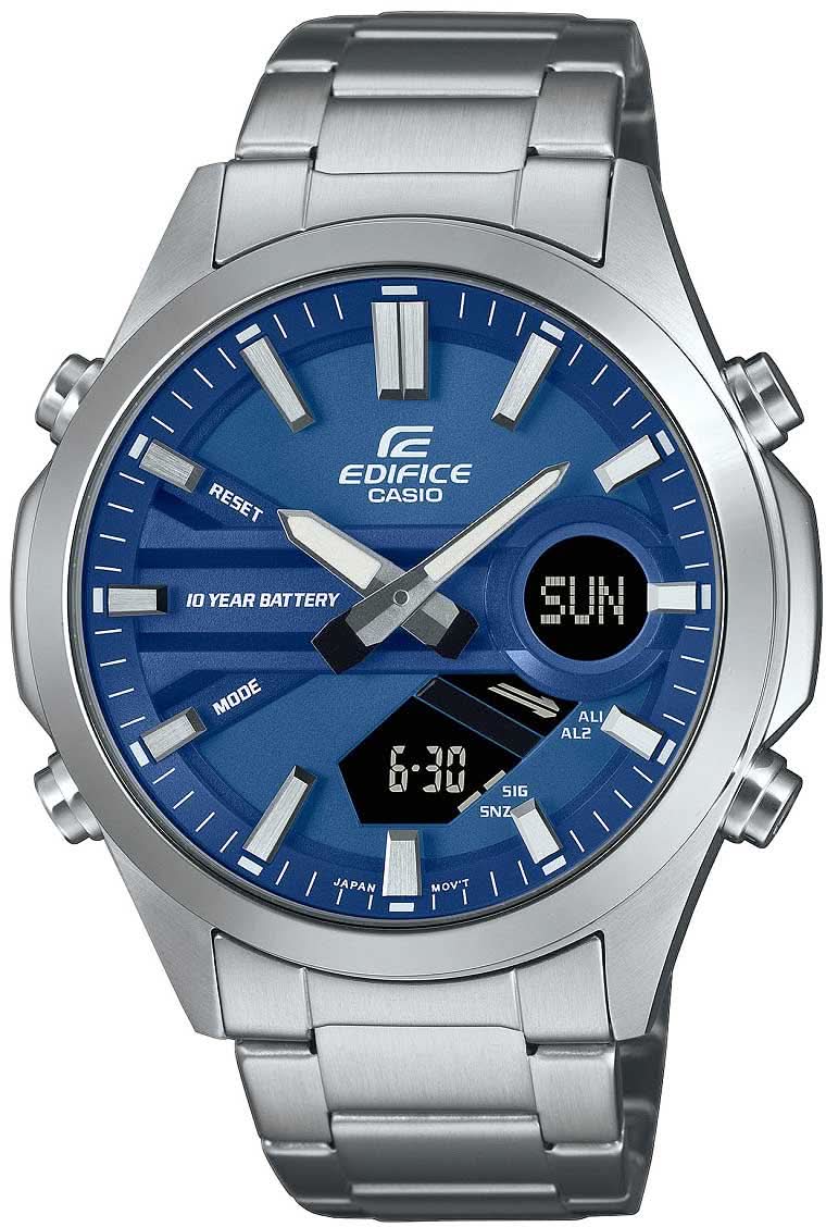 Pulsera de hombre Casio Edifice con esfera azul, correa de acero inoxidable y fecha