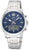 Reloj de pulsera para hombre con esfera azul y brazalete de eslabones metálicos, 12 horas