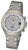 Reloj de hombre de acero inoxidable bicolor, esfera redonda, detalles dorados, brazalete de metal