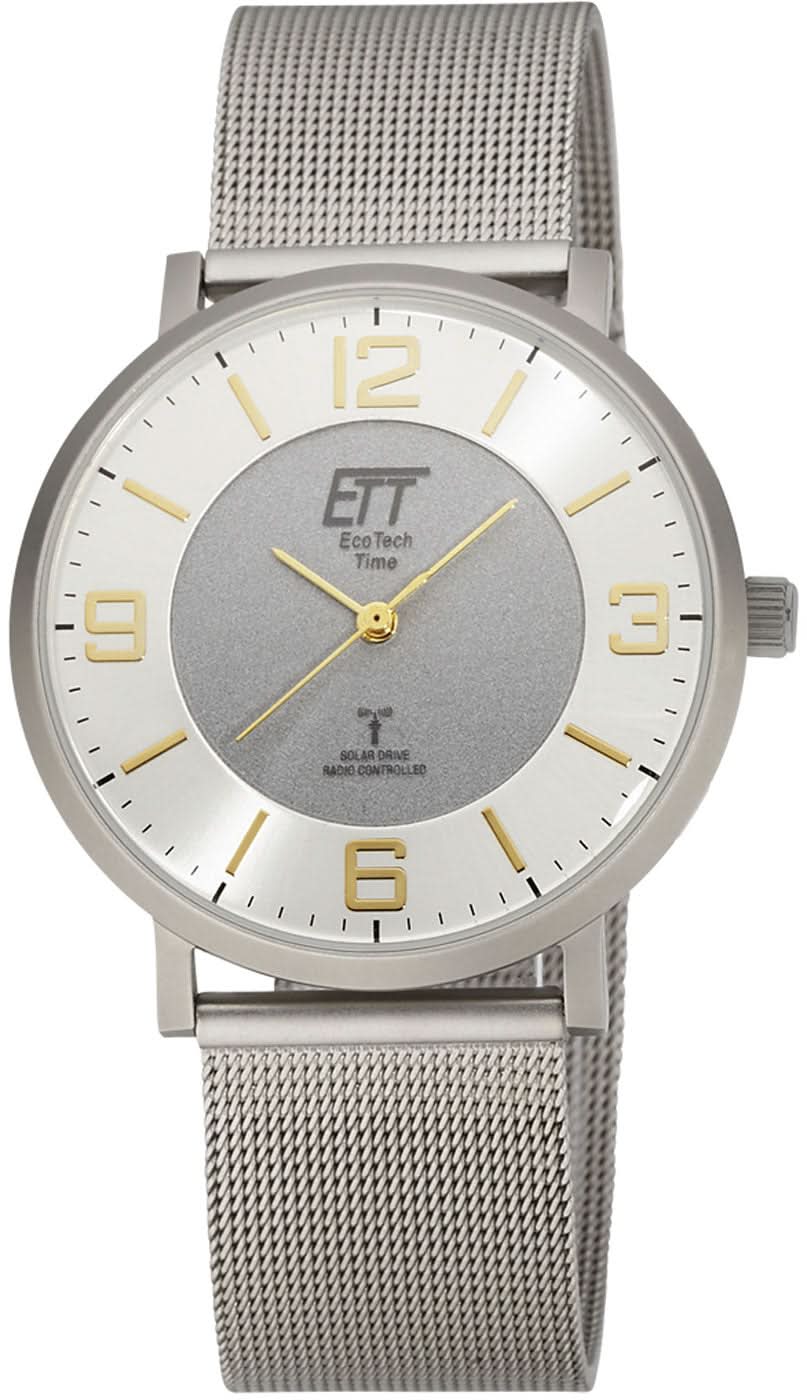 Pulsera de hombre con correa de malla metálica plateada y esfera redonda gris